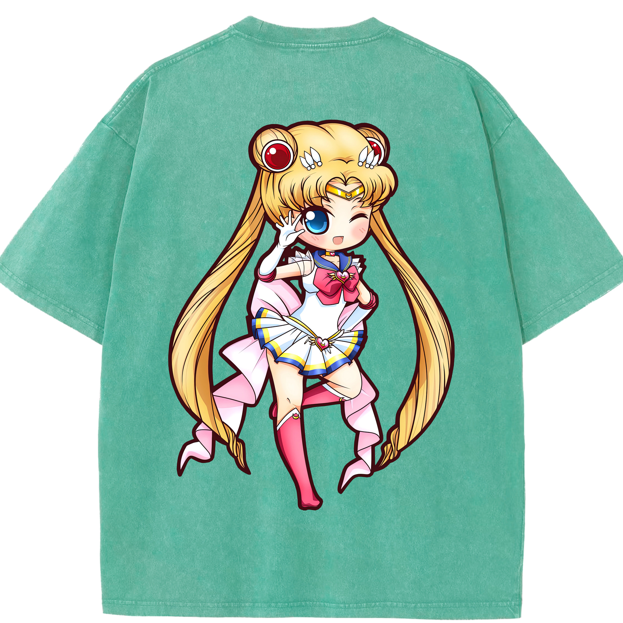 （画像用） 美少女戦士セーラームーン 月野 うさぎ つきの うさぎ Sailor Moon Tsukino Usagi 綿100% ヴィンテージ風 半袖Tシャツ（背面プリント）